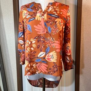 Daniel Rainn Rust Floral Blouse
